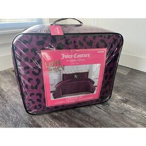 Juicy Couture Leopard Print 8 Piece QUEEN Bed Comforter Shams Sheet Pillow Set